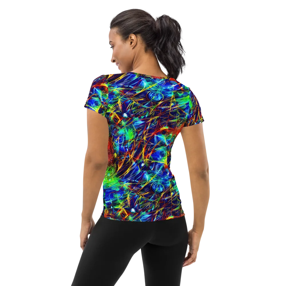 Limefire Cartography on Women's Athletic T-Shirt — Back