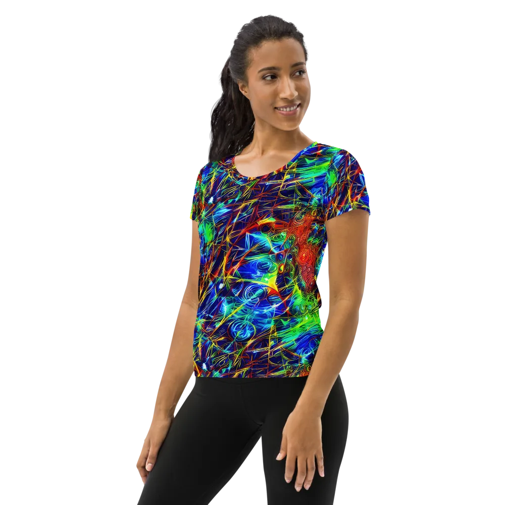 Limefire Cartography on Women's Athletic T-Shirt — Left