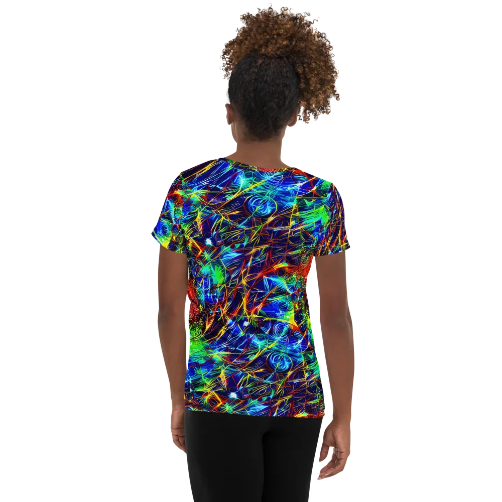 Limefire Cartography on Women's Athletic T-Shirt — Back