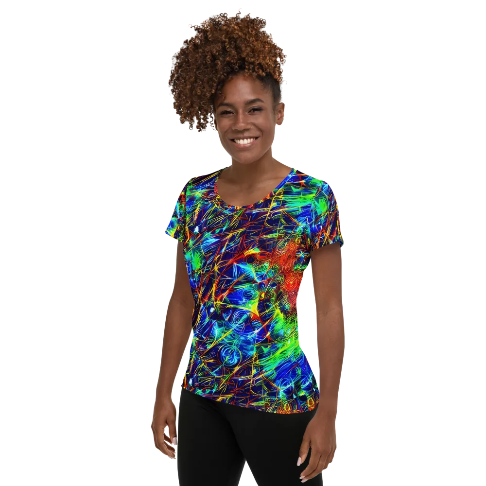 Limefire Cartography on Women's Athletic T-Shirt — Left