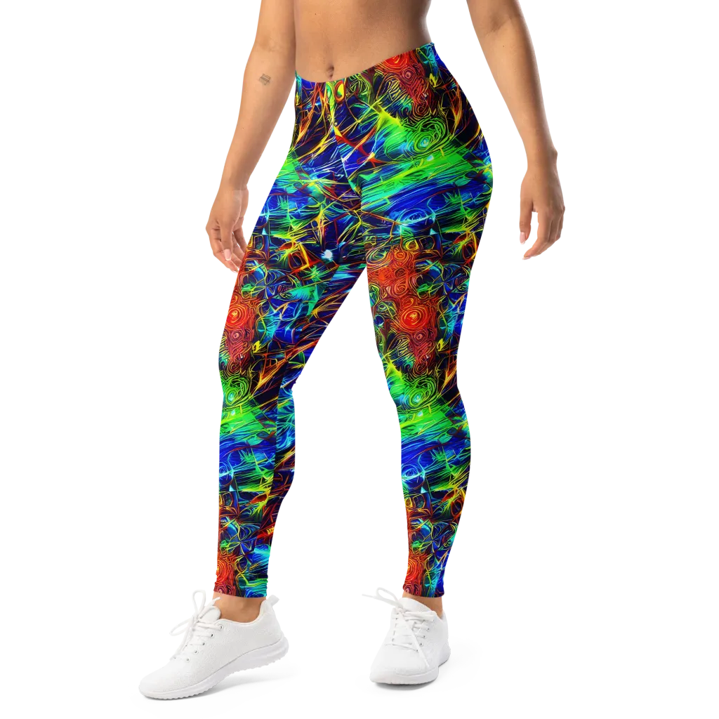 Limefire Cartography on Leggings — Left Front