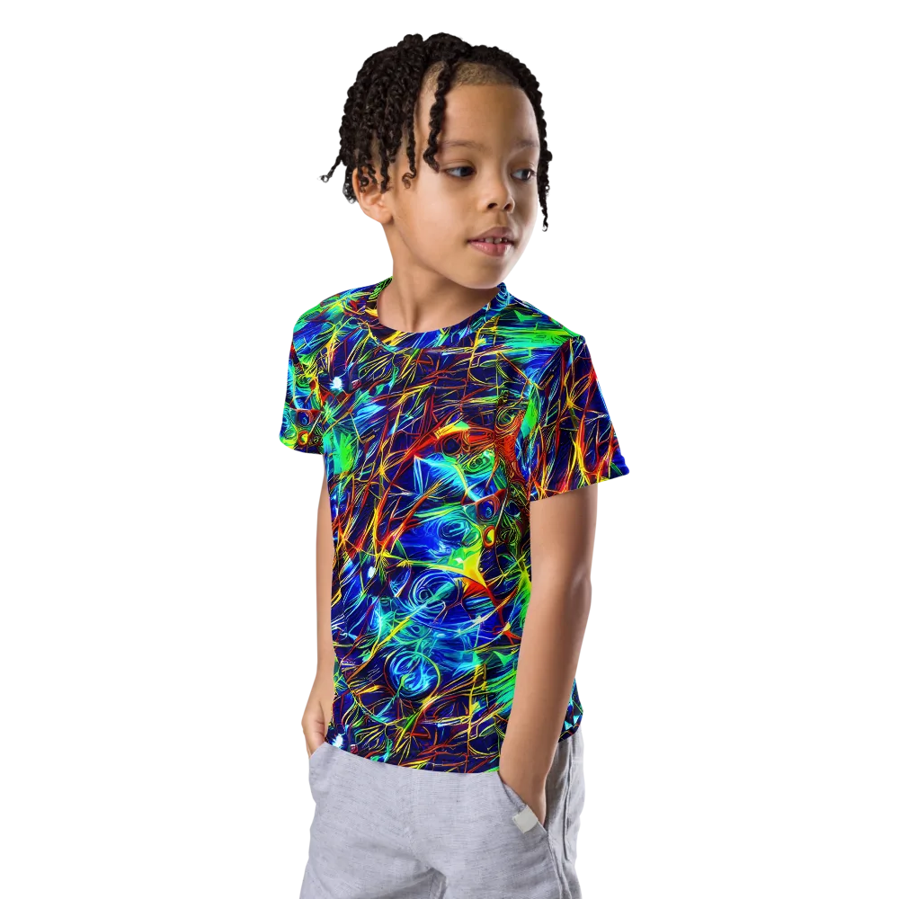 Limefire Cartography on Kids Crew Neck T-Shirt — Left Front