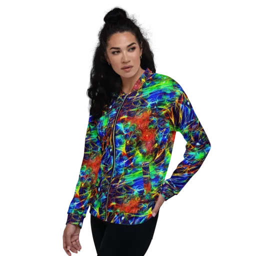 Limefire Cartography on a Bomber Jacket