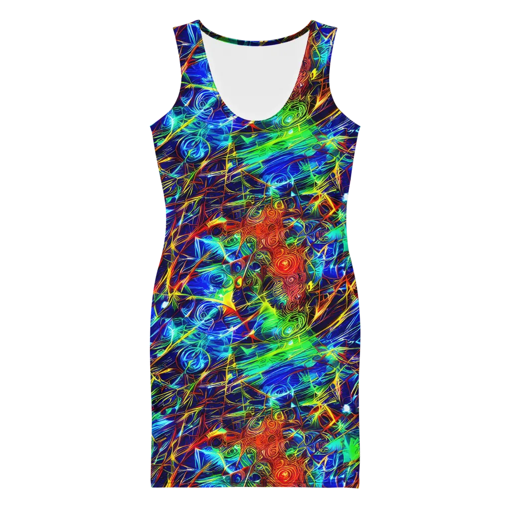 Limefire Cartography on Bodycon Dress — Front