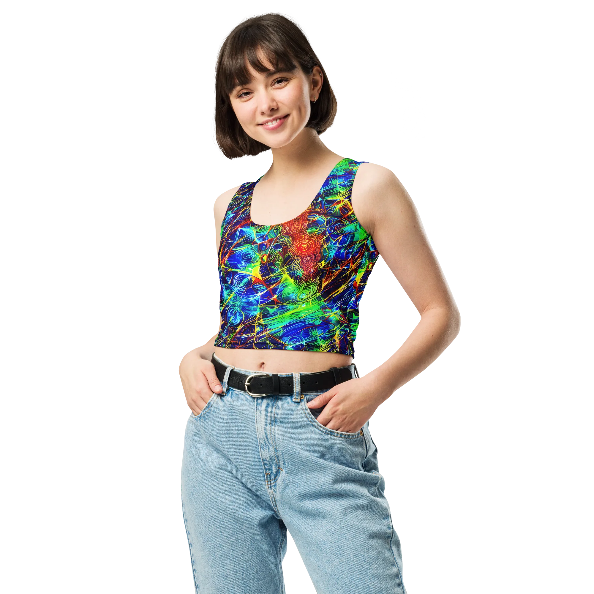 Limefire Cartography on Crop Top — Front