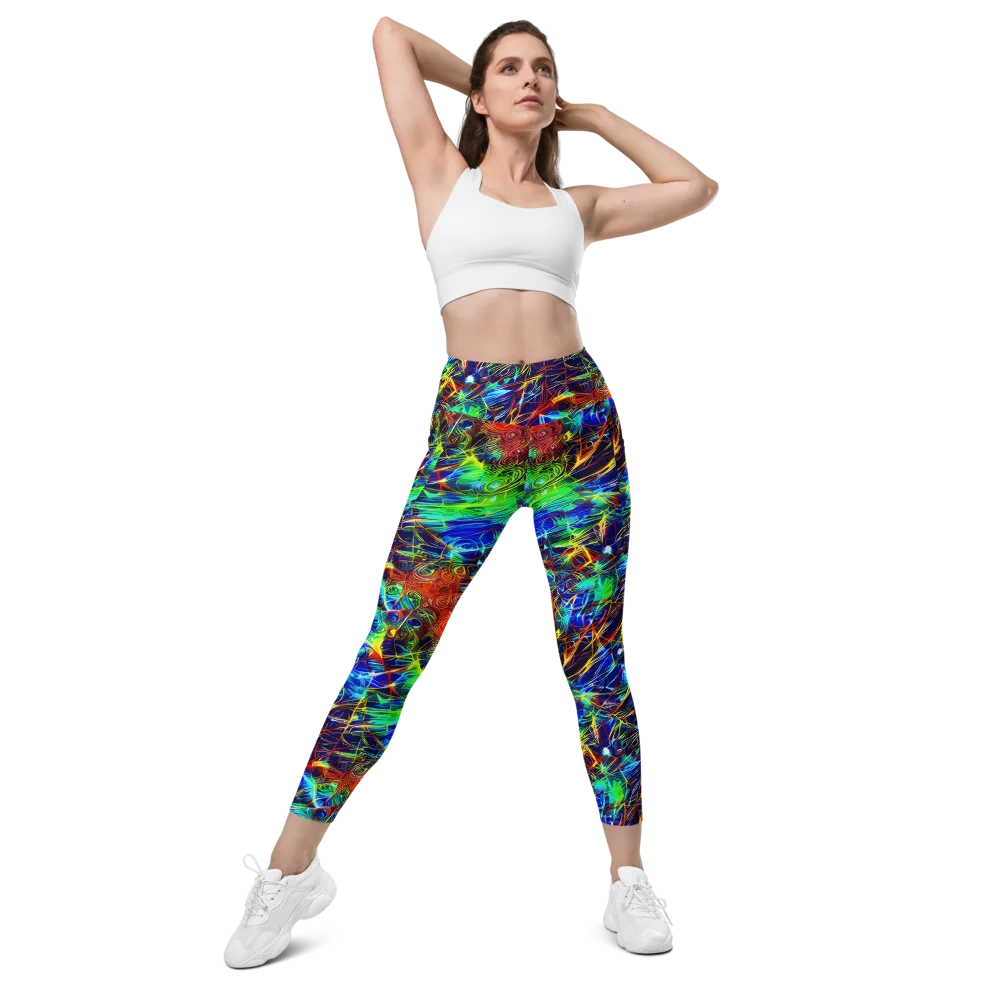 Limefire Cartography on Leggings with Pockets — Front