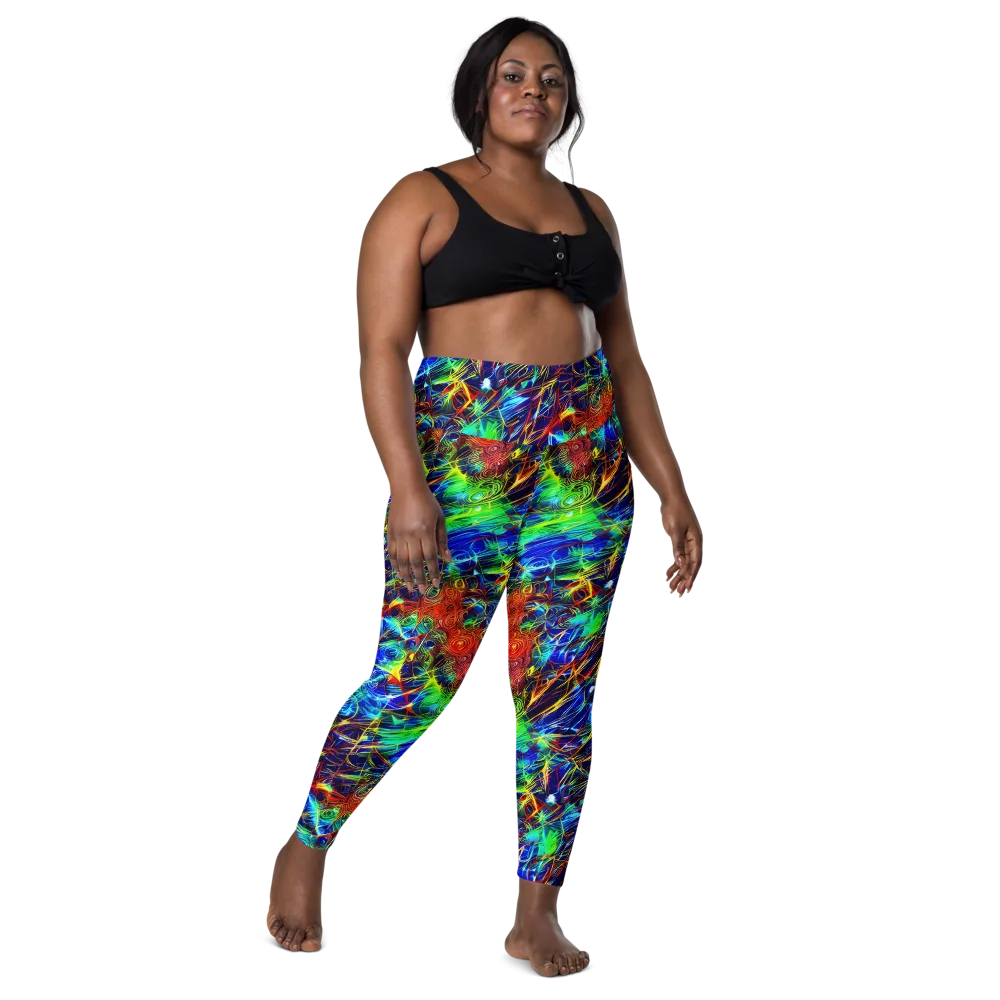 Limefire Cartography on Leggings with Pockets — Front