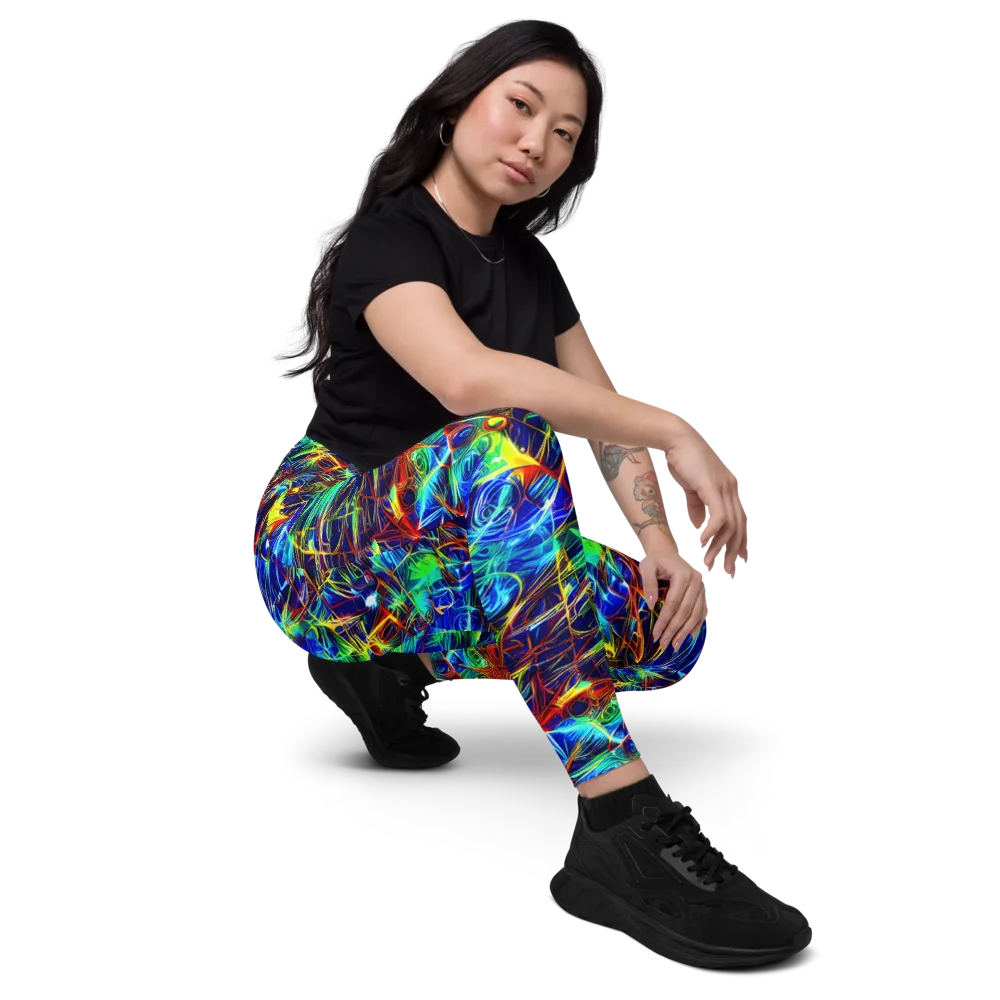 Limefire Cartography on Leggings with Pockets — Right Front