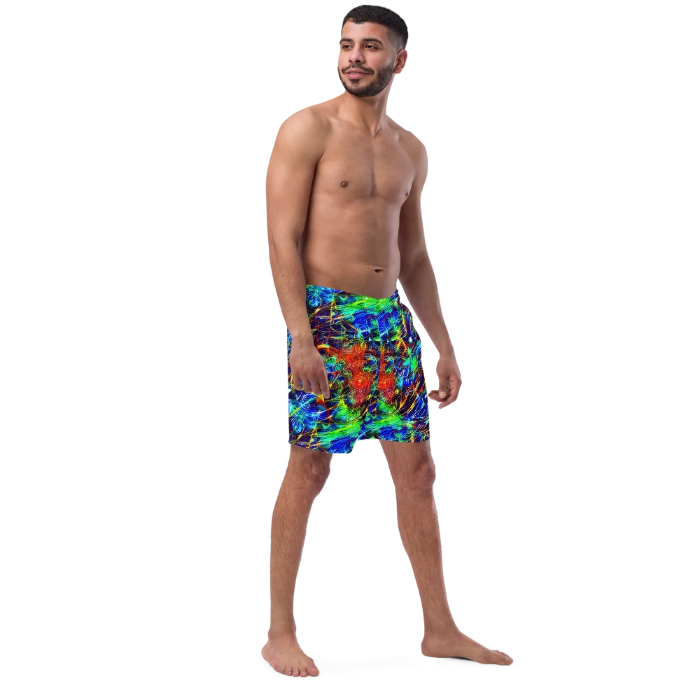 Limefire Cartography on Swim Trunks — Right Front