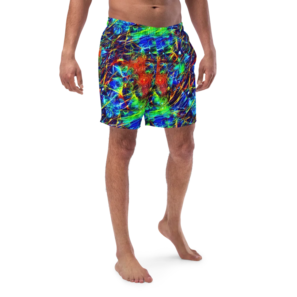 Limefire Cartography on Swim Trunks — Front