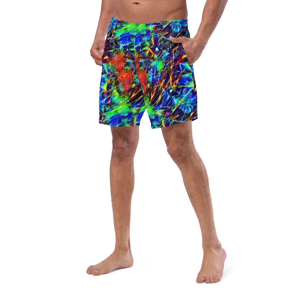 Limefire Cartography on Swim Trunks — Left Front