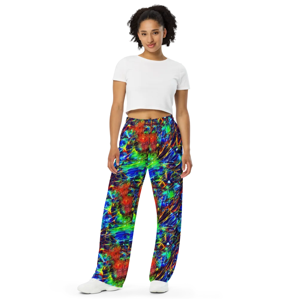 Limefire Cartography on Wide-Leg Pants — Front