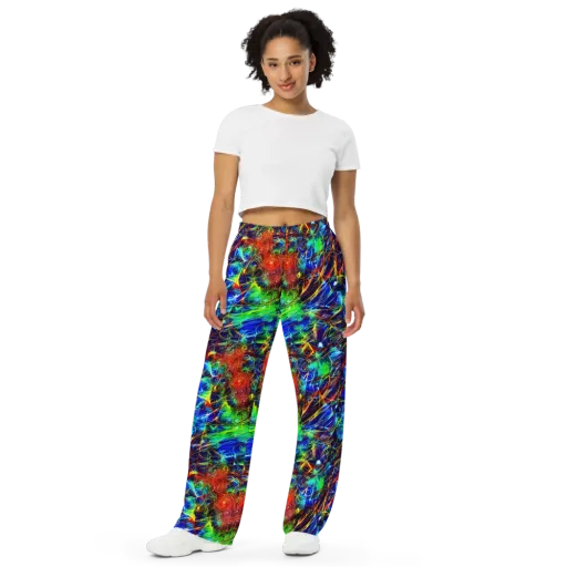 Limefire Cartography on a Wide-Leg Pants