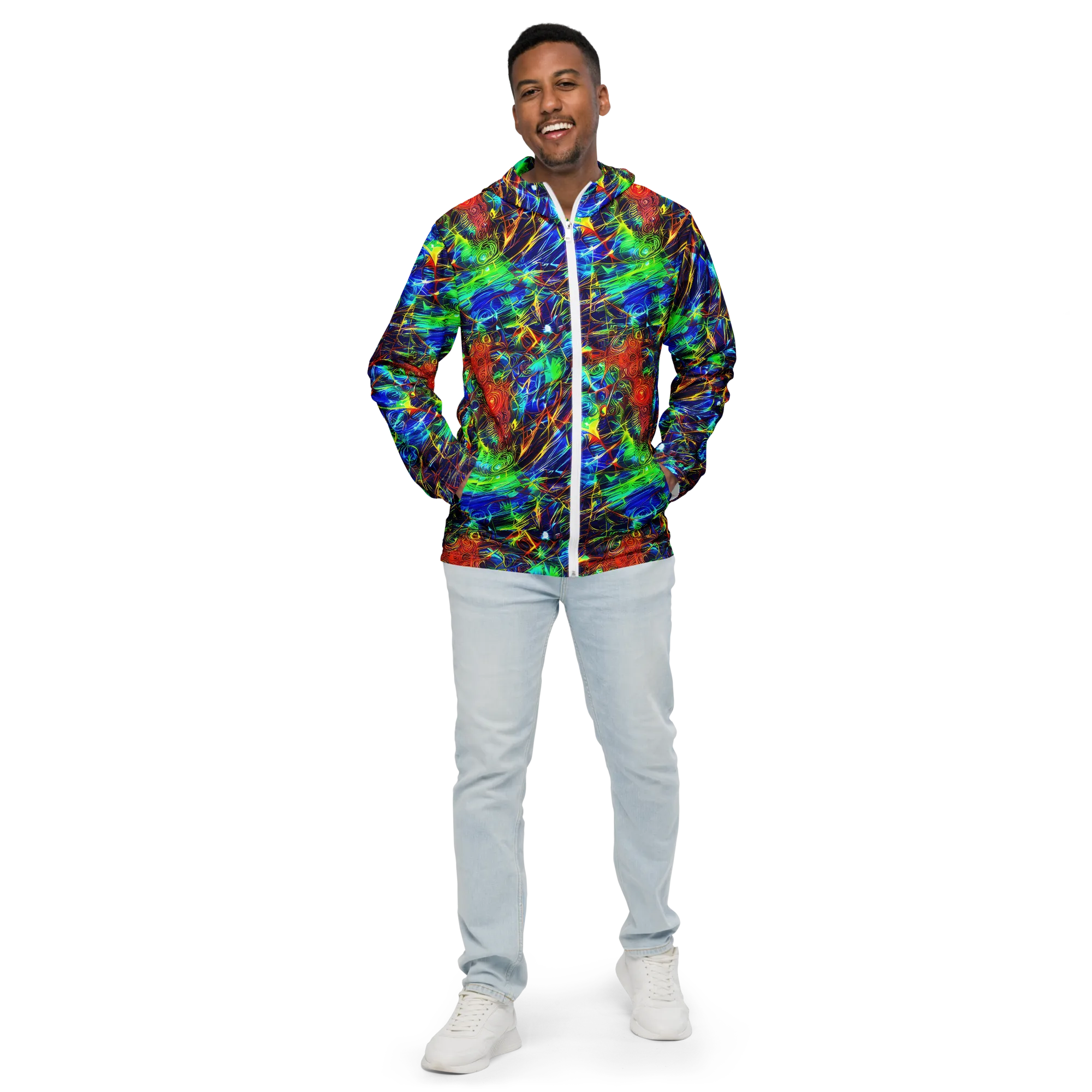 Limefire Cartography on Men's Windbreaker — Front