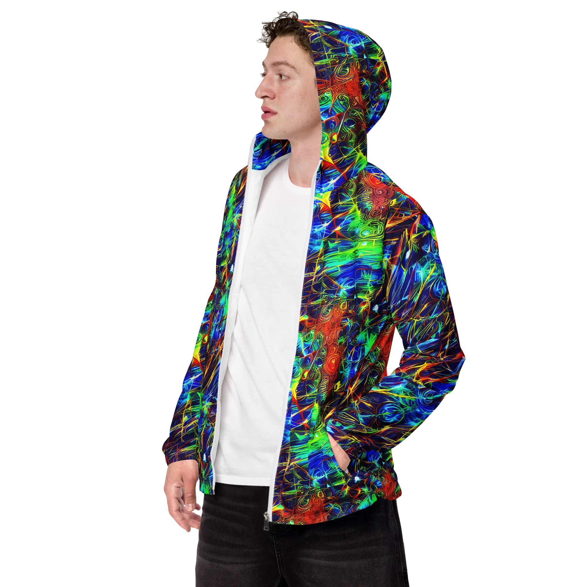 Limefire Cartography on Men's Windbreaker — Left Front