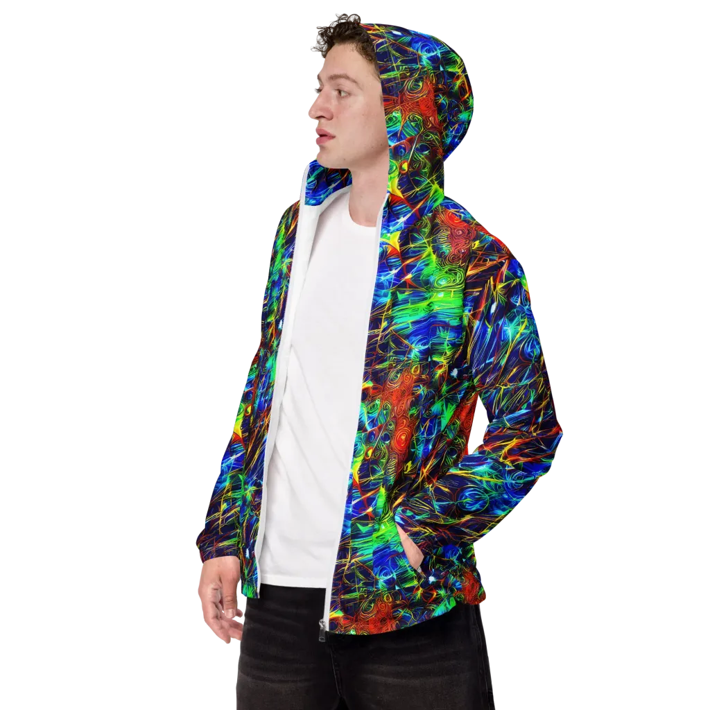 Limefire Cartography on Men's Windbreaker — Left Front