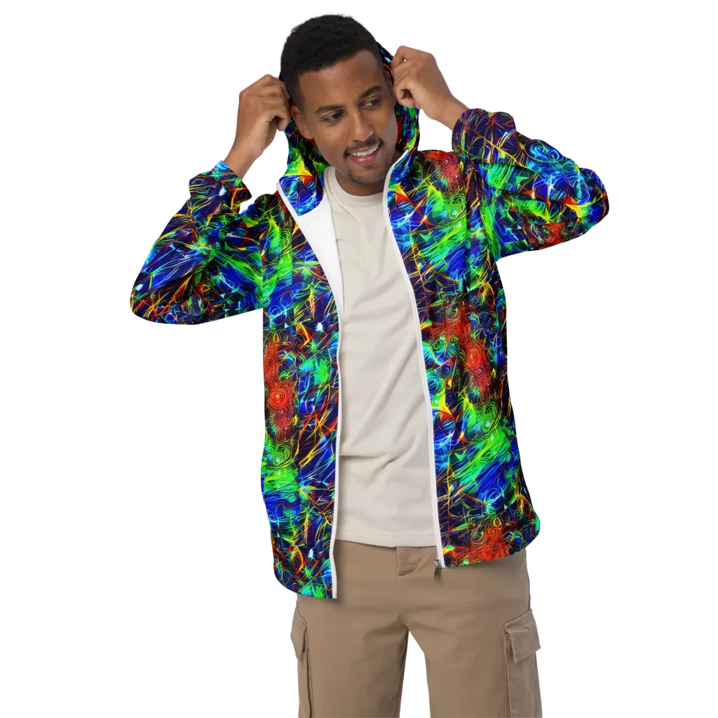 Limefire Cartography on Men's Windbreaker — Front