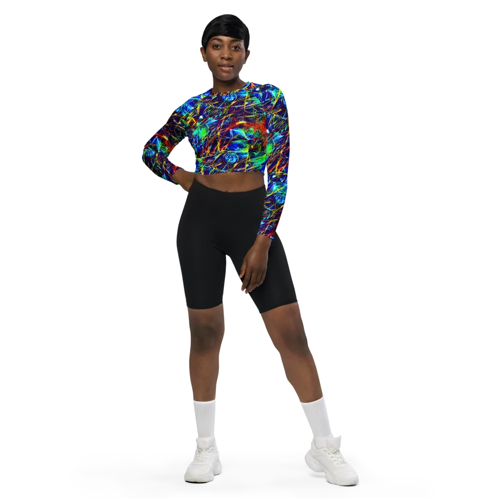 Limefire Cartography on Long Sleeve Crop Top — Front
