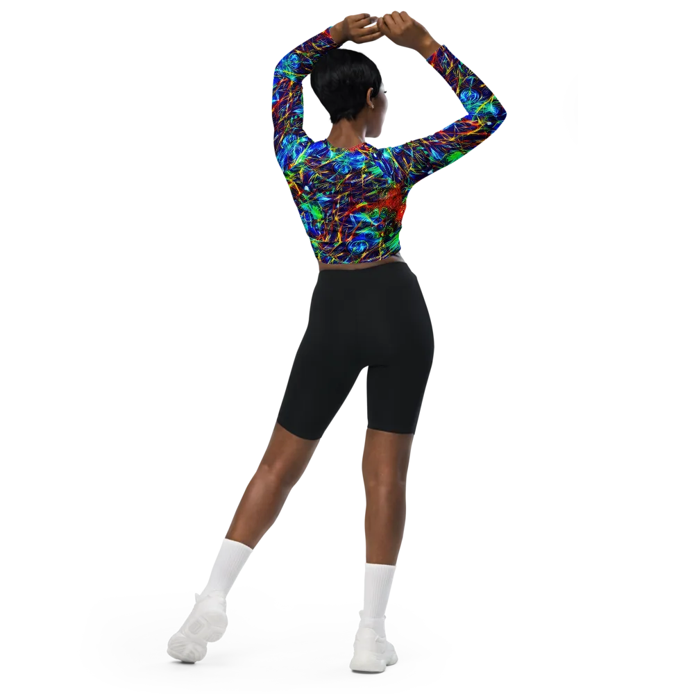 Limefire Cartography on Long Sleeve Crop Top — Back