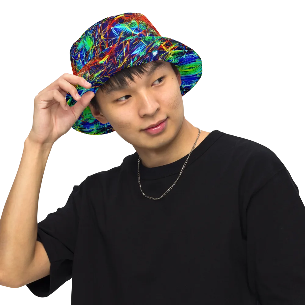 Limefire Cartography on Reversible Bucket Hat — Front Inside