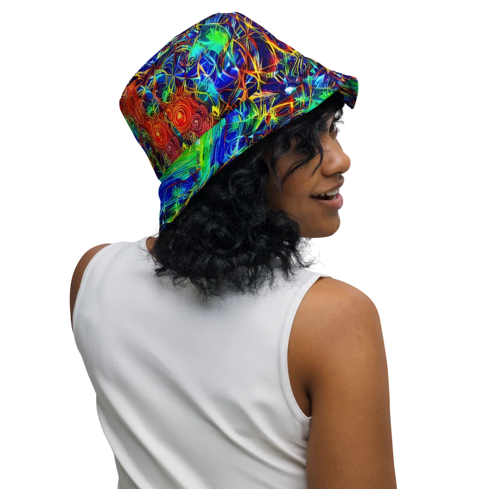Limefire Cartography on Reversible Bucket Hat — Right Outside