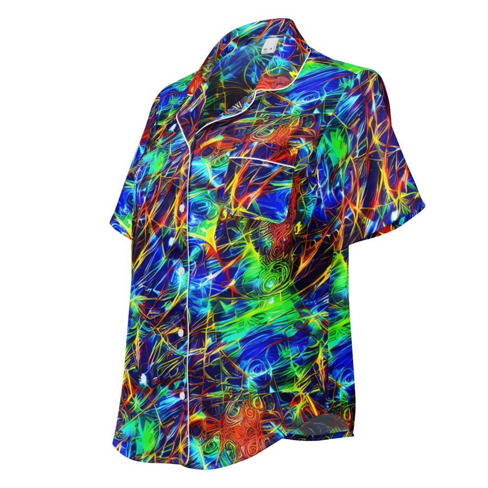 Limefire Cartography on Women's Short Sleeve Pajama Top — Left Front