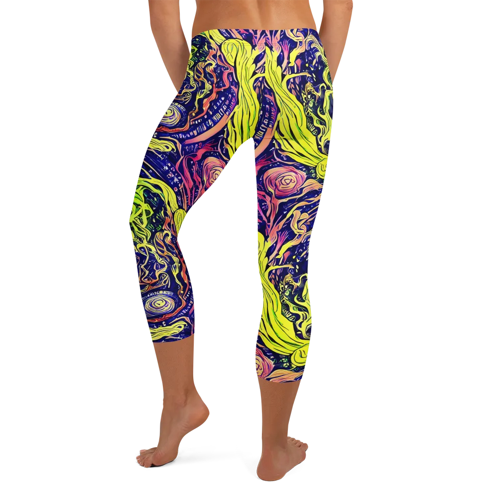 Psychedelic Herbarium on Capri Leggings — Back