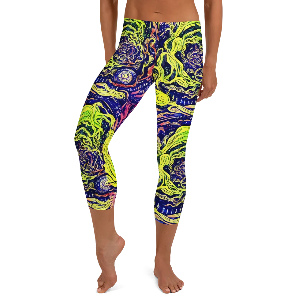 Psychedelic Herbarium on Capri Leggings — Front