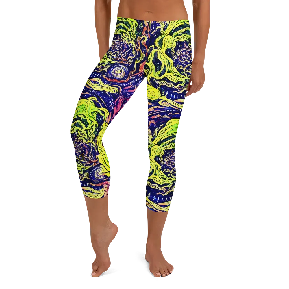 Psychedelic Herbarium on Capri Leggings — Front