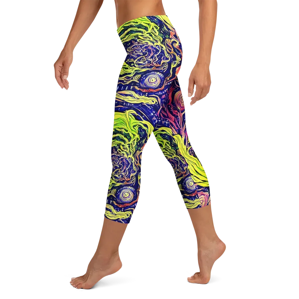 Psychedelic Herbarium on Capri Leggings — Left