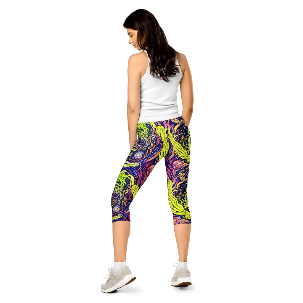 Psychedelic Herbarium on Capri Leggings — Back