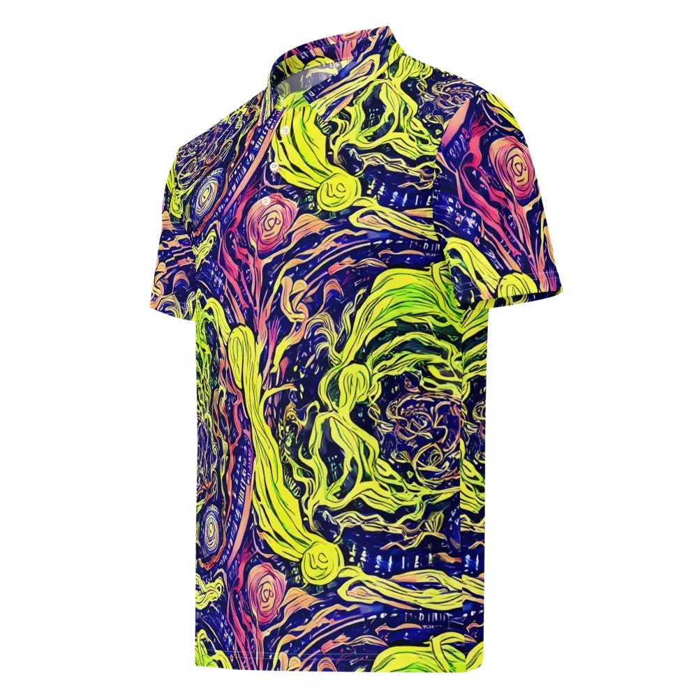 Psychedelic Herbarium on Men's Slim Fit Polo Shirt — Left Front