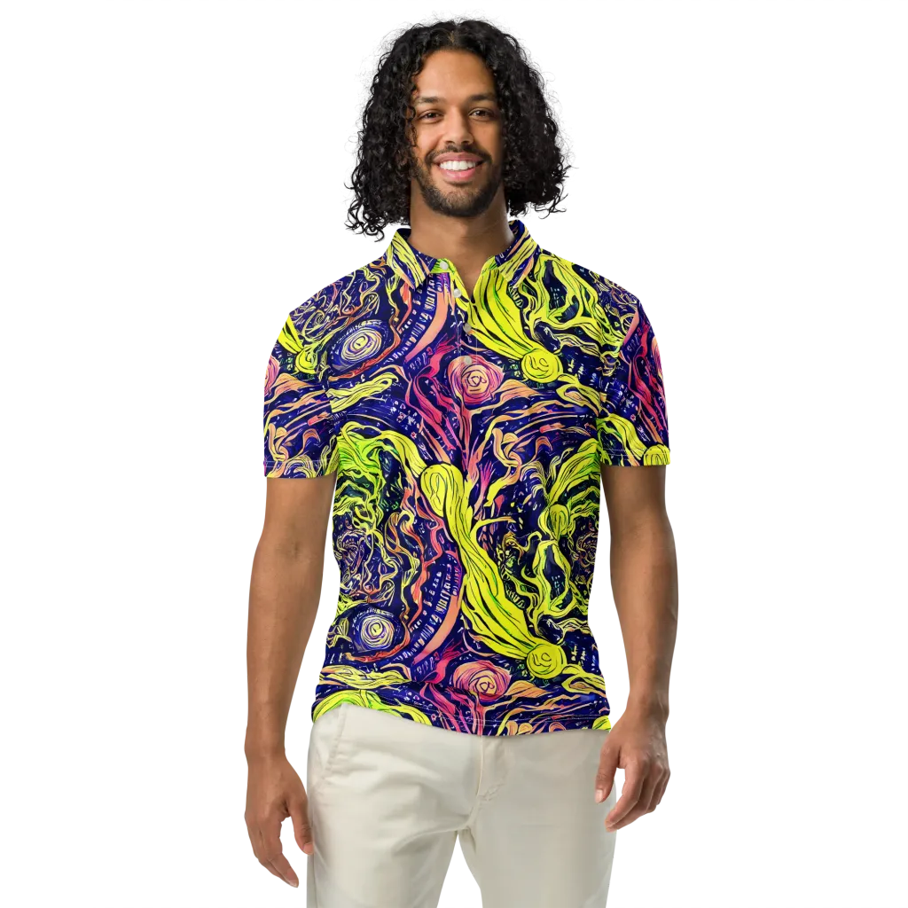 Psychedelic Herbarium on Men's Slim Fit Polo Shirt — Front
