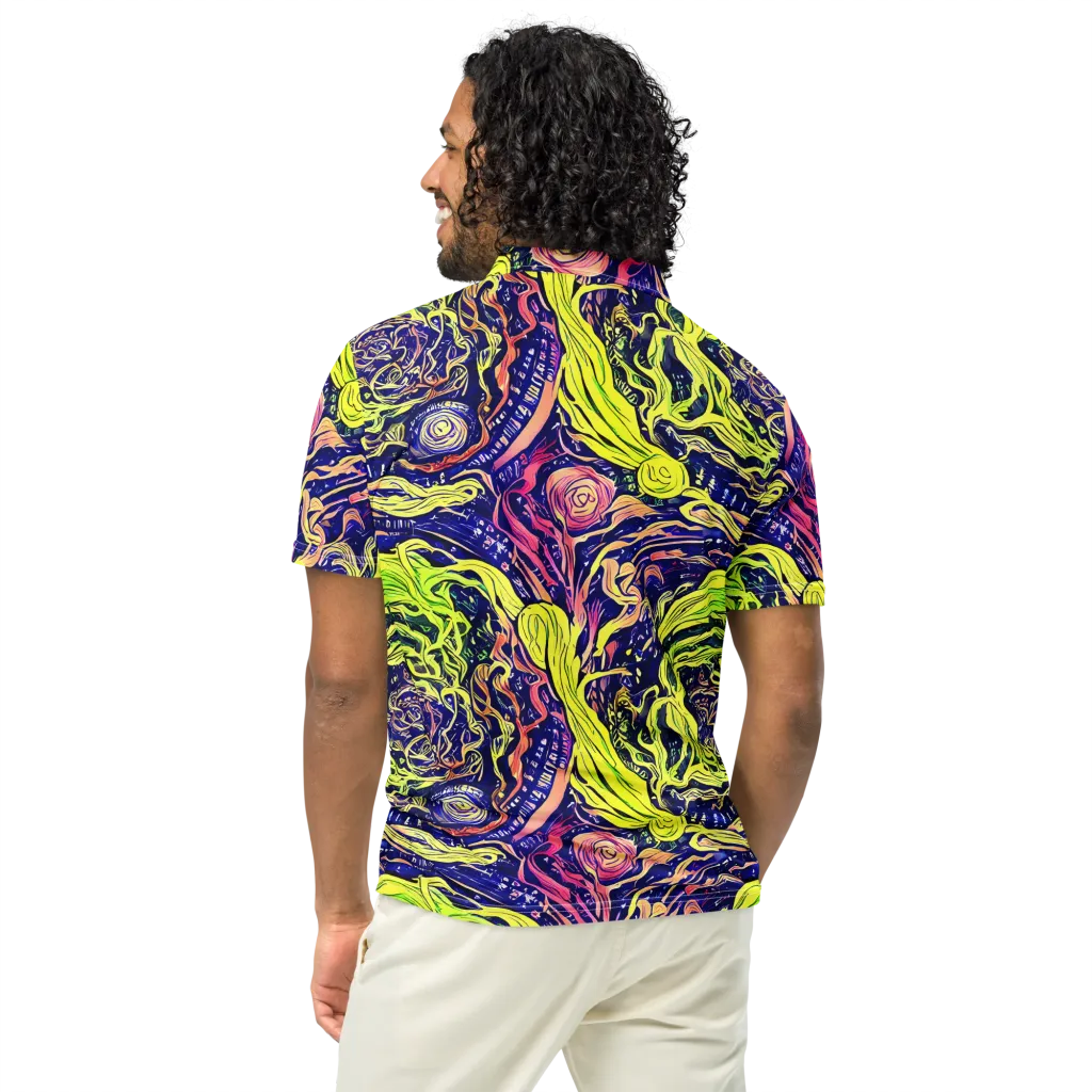 Psychedelic Herbarium on Men's Slim Fit Polo Shirt — Back