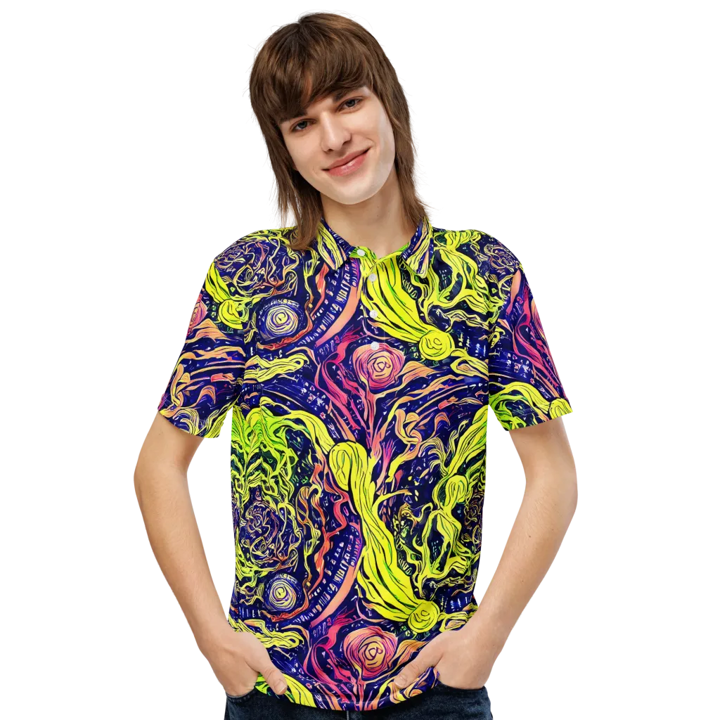Psychedelic Herbarium on Men's Slim Fit Polo Shirt — Front