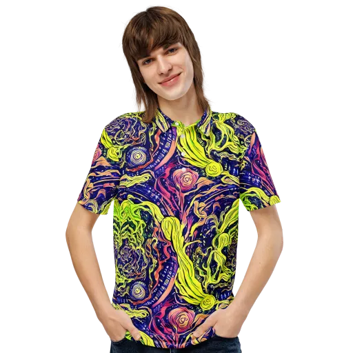 Psychedelic Herbarium on a Men's Slim Fit Polo Shirt