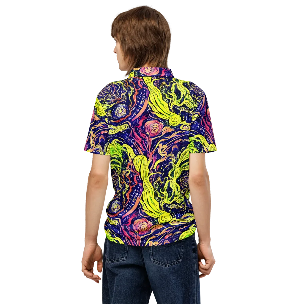 Psychedelic Herbarium on Men's Slim Fit Polo Shirt — Back