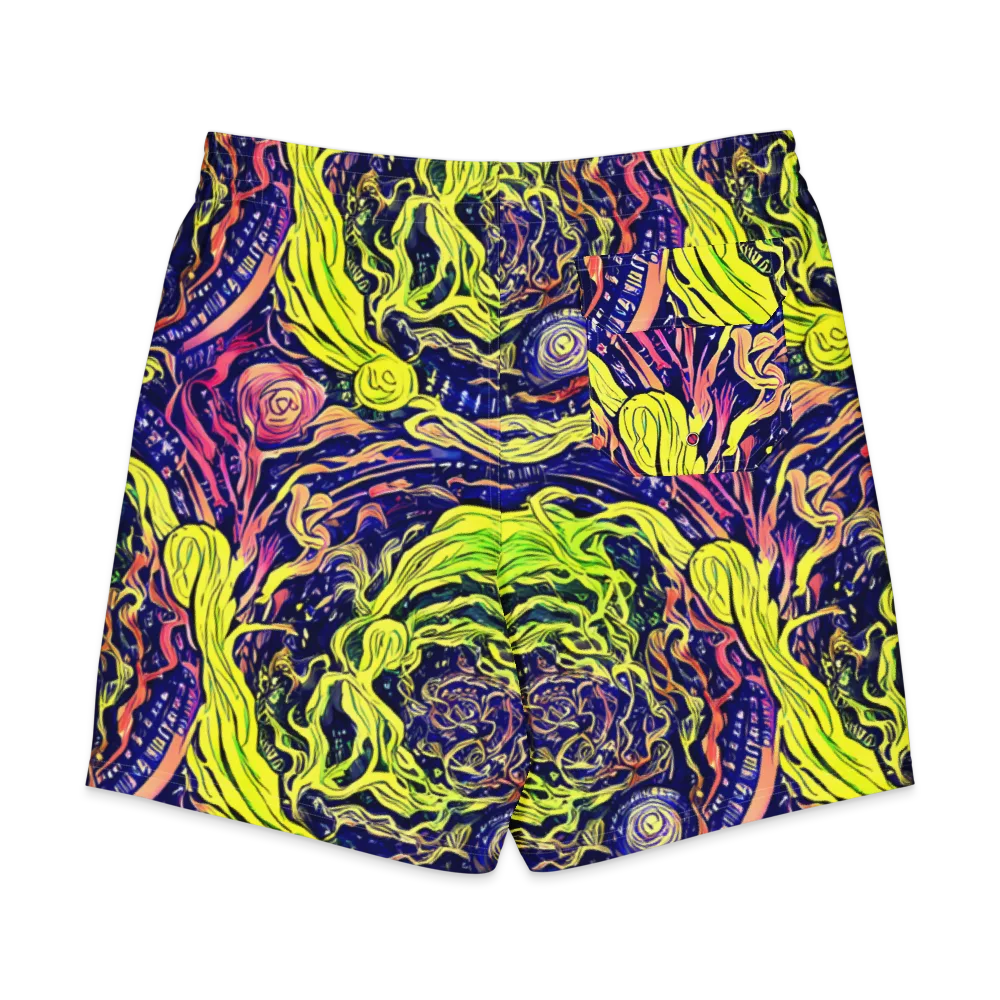 Psychedelic Herbarium on Men's Board Shorts — Back