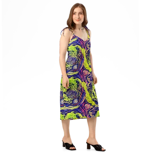 Psychedelic Herbarium on a Slip Dress