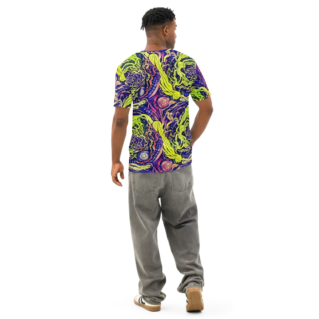 Psychedelic Herbarium on Men's Cotton Crew Neck T-Shirt — Back