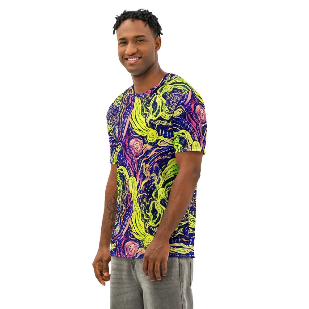 Psychedelic Herbarium on Men's Cotton Crew Neck T-Shirt — Left Front