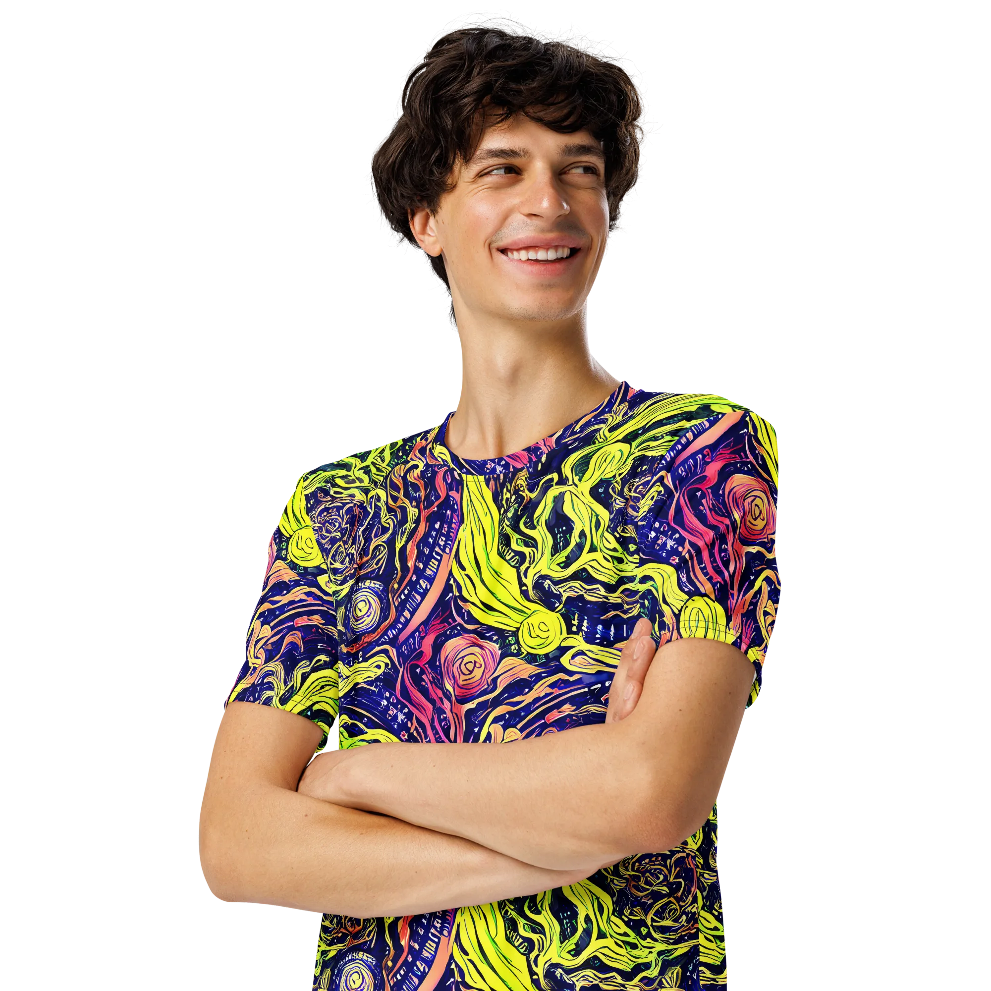 Psychedelic Herbarium on Men's Crew Neck T-Shirt — Left Front