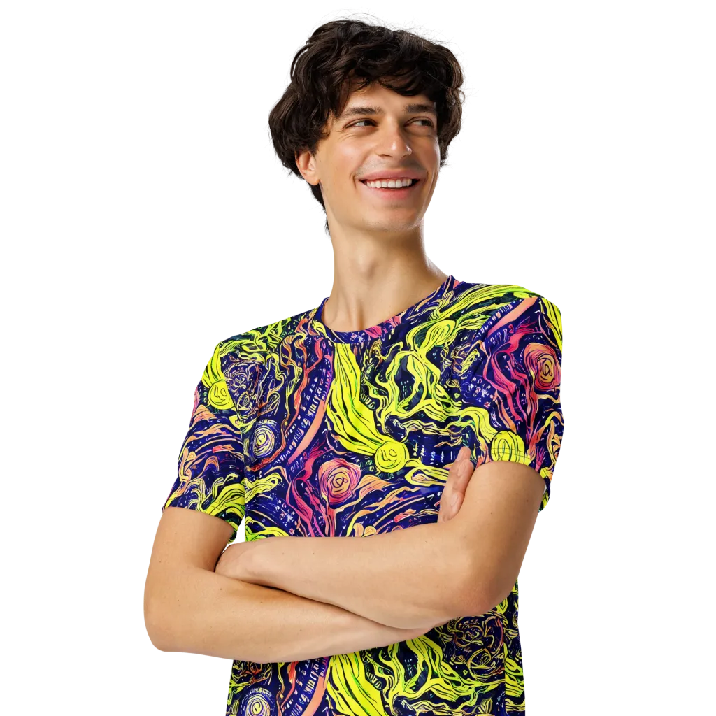 Psychedelic Herbarium on Men's Crew Neck T-Shirt — Left Front