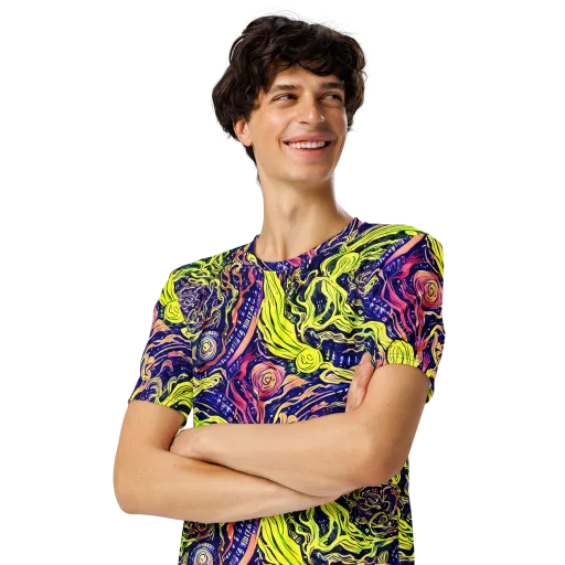 Psychedelic Herbarium on a Men's Crew Neck T-Shirt