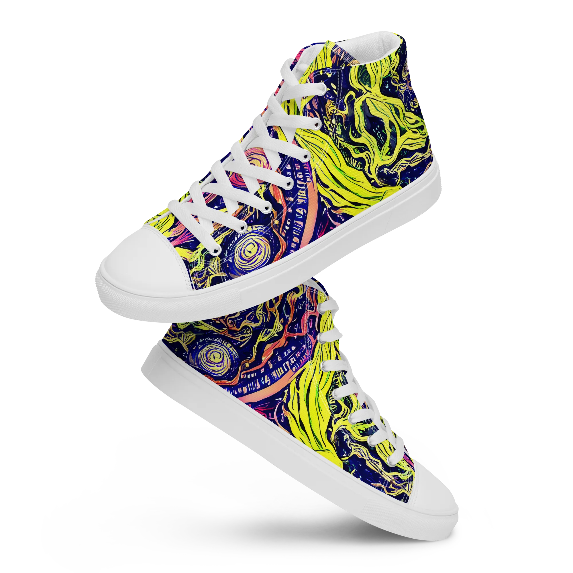 Psychedelic Herbarium on Men's High Top Canvas Shoes — Front