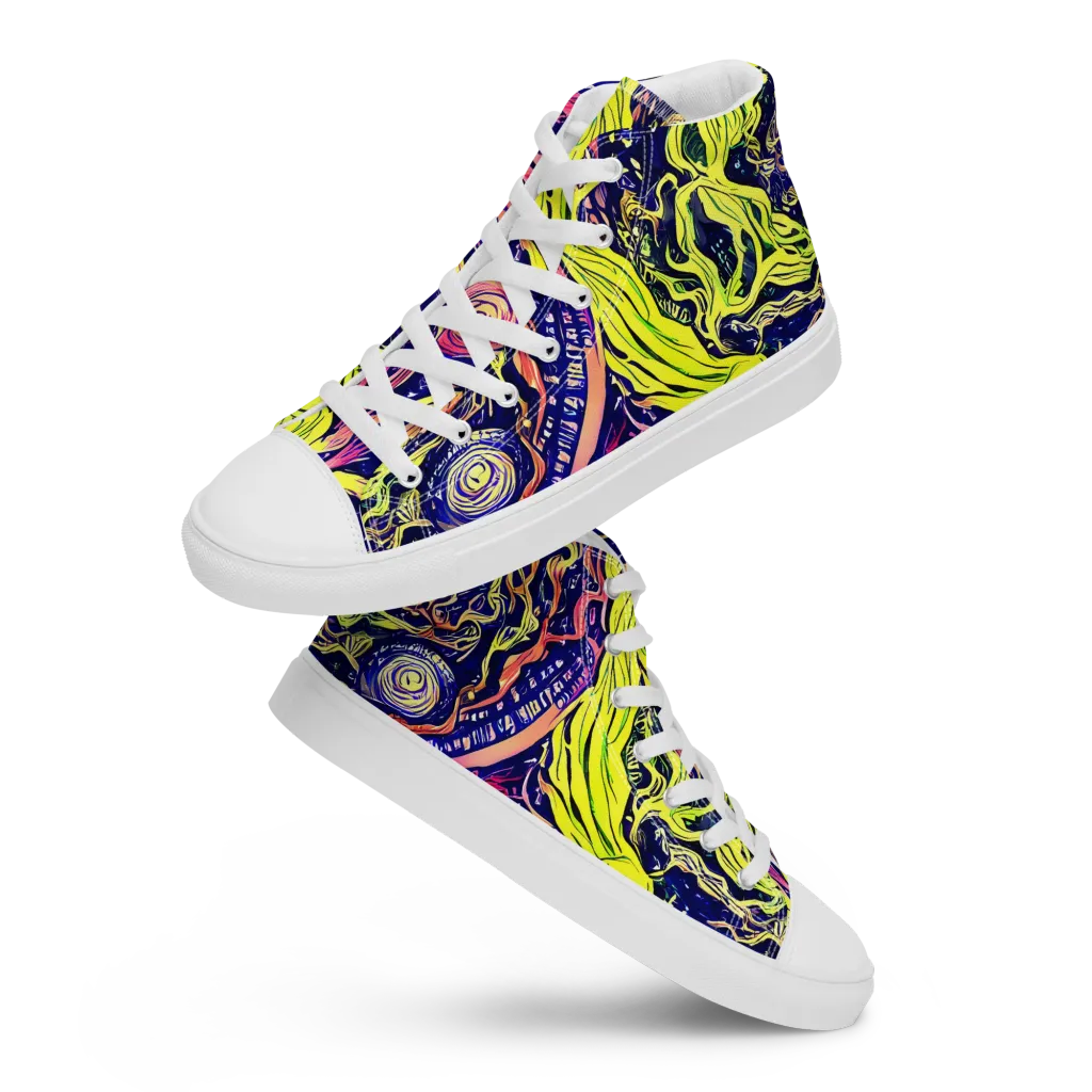 Psychedelic Herbarium on Men's High Top Canvas Shoes — Front