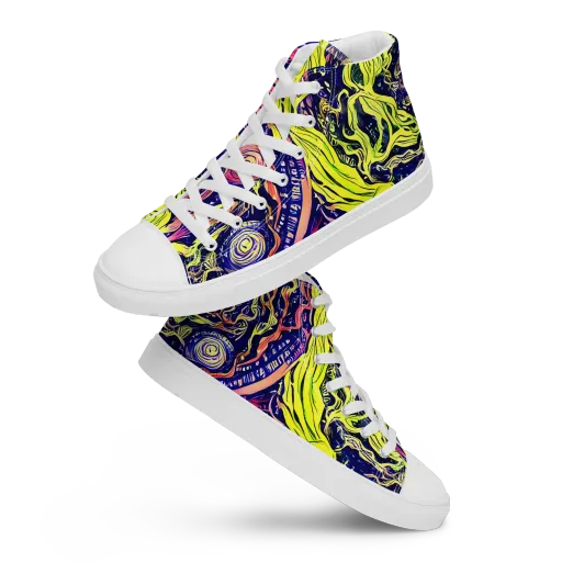 Psychedelic Herbarium on a Men's High Top Canvas Shoes