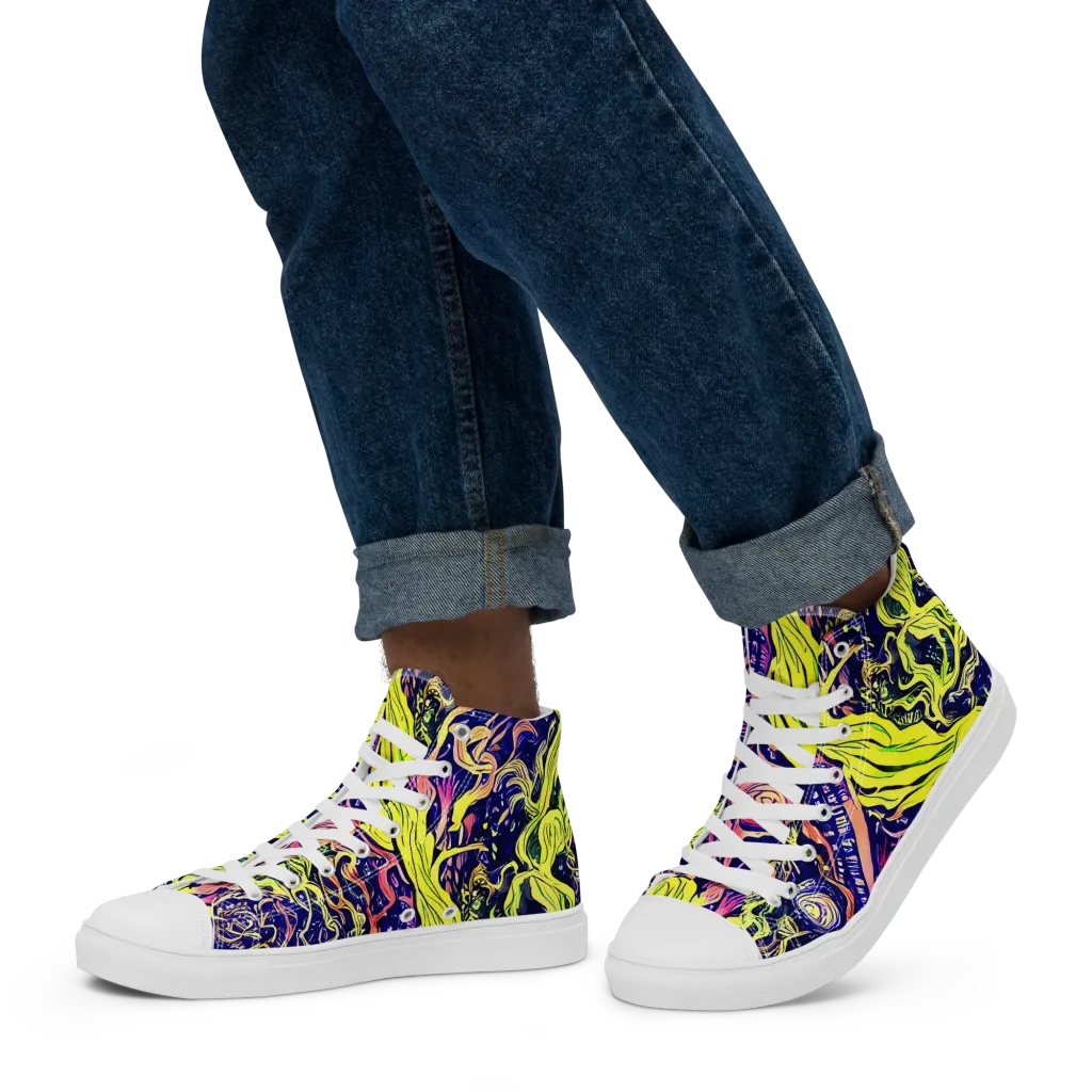 Psychedelic Herbarium on Men's High Top Canvas Shoes — Left