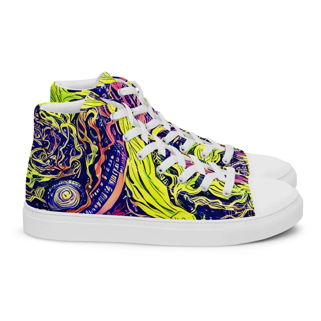 Psychedelic Herbarium on Women's High Top Canvas Shoes — Right