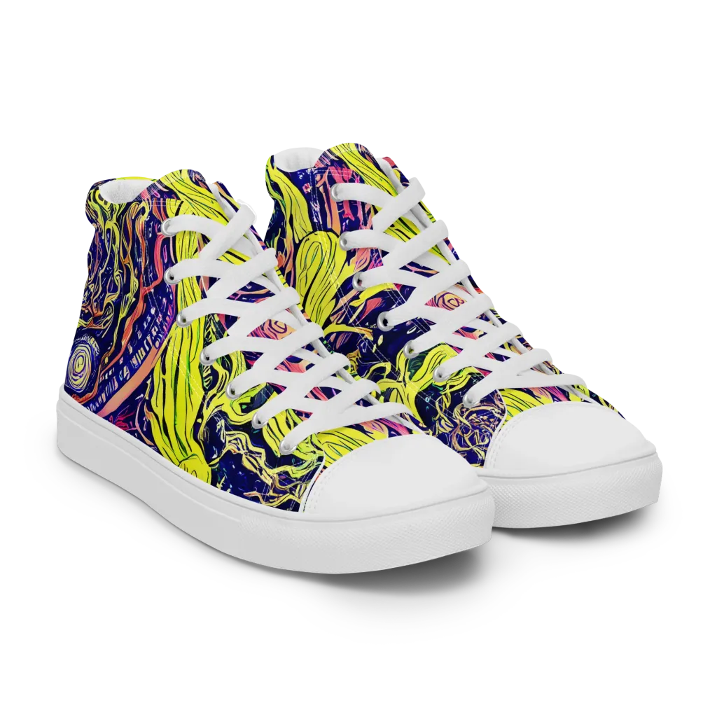 Psychedelic Herbarium on Women's High Top Canvas Shoes — Right Front